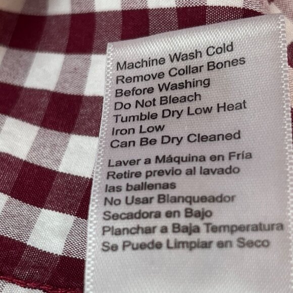 Mens Red & White Gingham Long-Sleeve Button-Down Shirt XL 100% Cotton DH7 - Picture 5 of 5